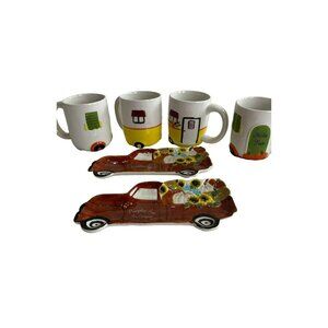 New Gibson Home Fall Collection Set 4 Mugs 2 Plates